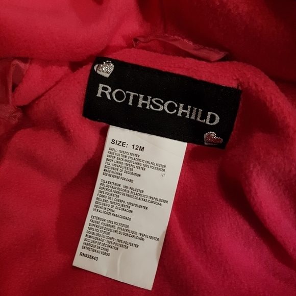 Rothchild girls size 12 months bright pink snowsuit NWT - Picture 4 of 8